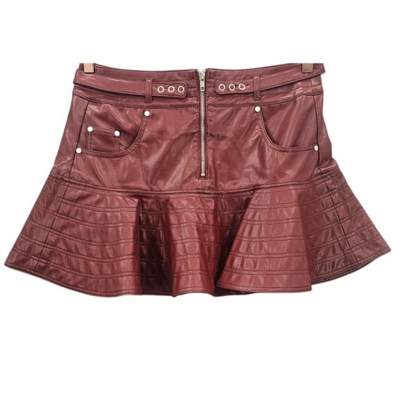 Anthropologie‎ Pilcro Womens 4 Fit and Flare Faux Leather Mini Skirt NWT - Picture 3 of 11
